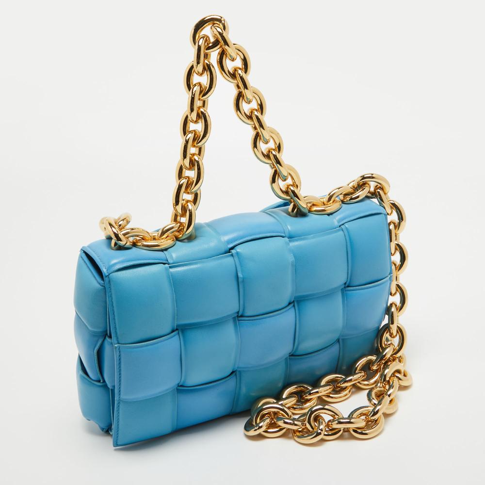 Blue Leather Bottega Veneta Cassette Bag