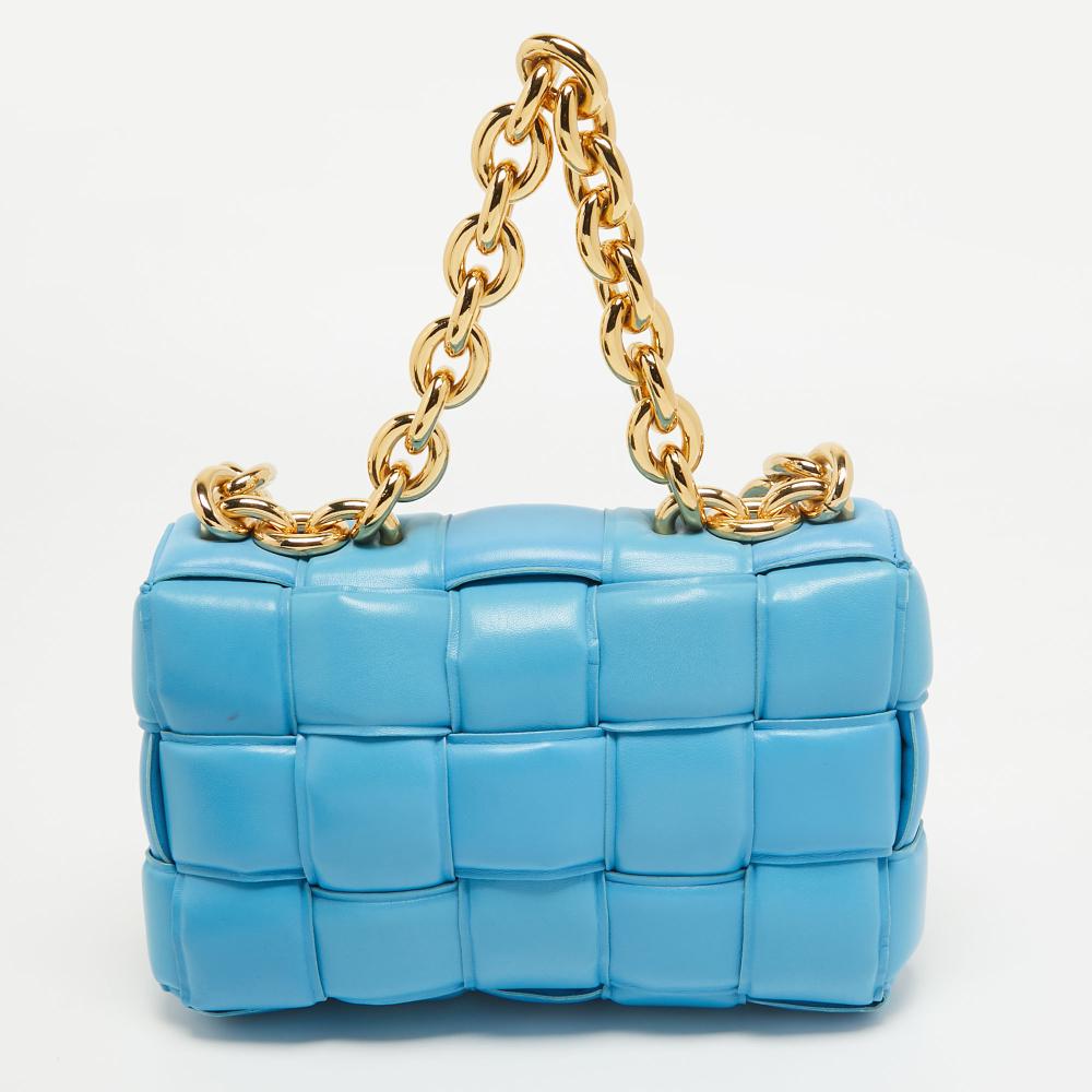 Blue Leather Bottega Veneta Cassette Bag