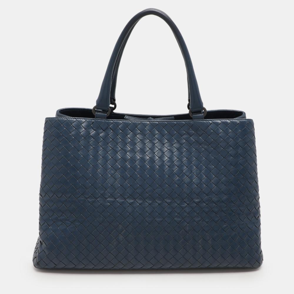 Blue Leather Bottega Veneta Tote