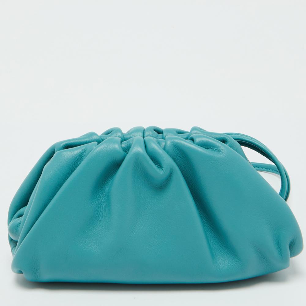 Blue Leather Bottega Veneta Clutch