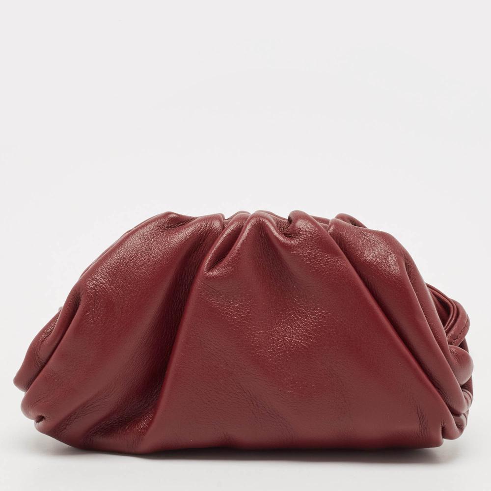 Burgundy Leather Bottega Veneta Pouches