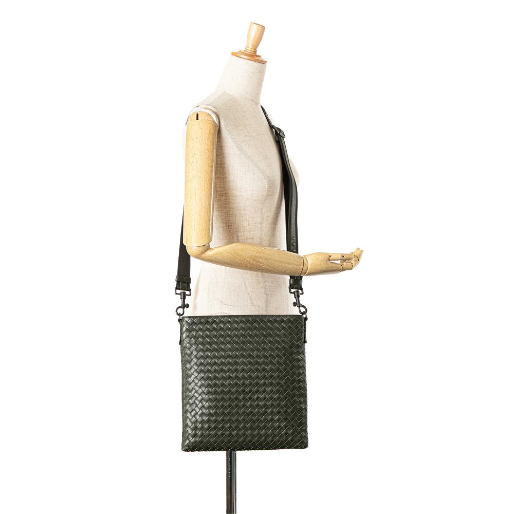 Green Leather Bottega Veneta Crossbody Bag