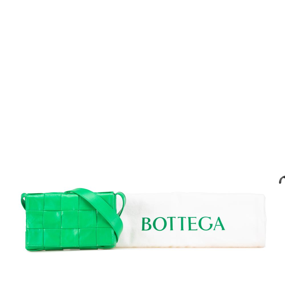 Green Leather Bottega Veneta Cassette Bag