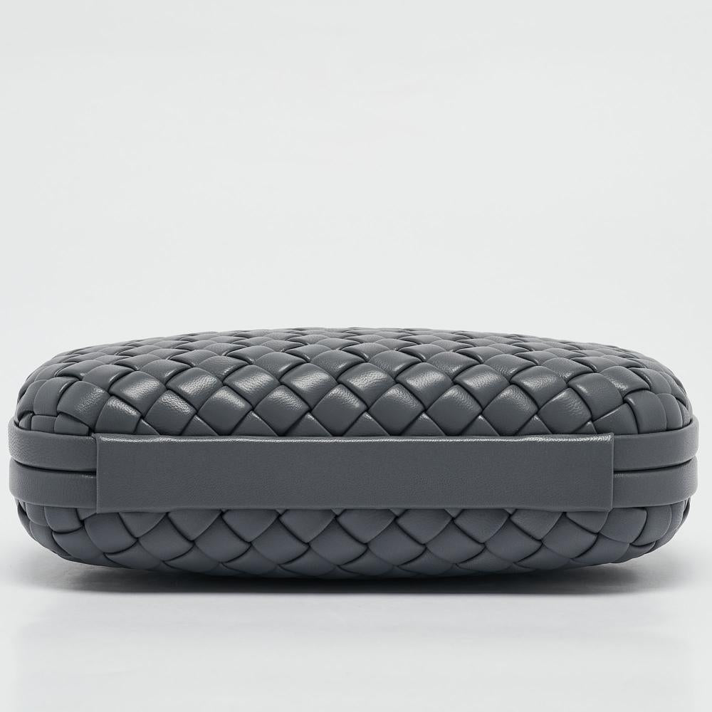 Grey Leather Bottega Veneta Clutch