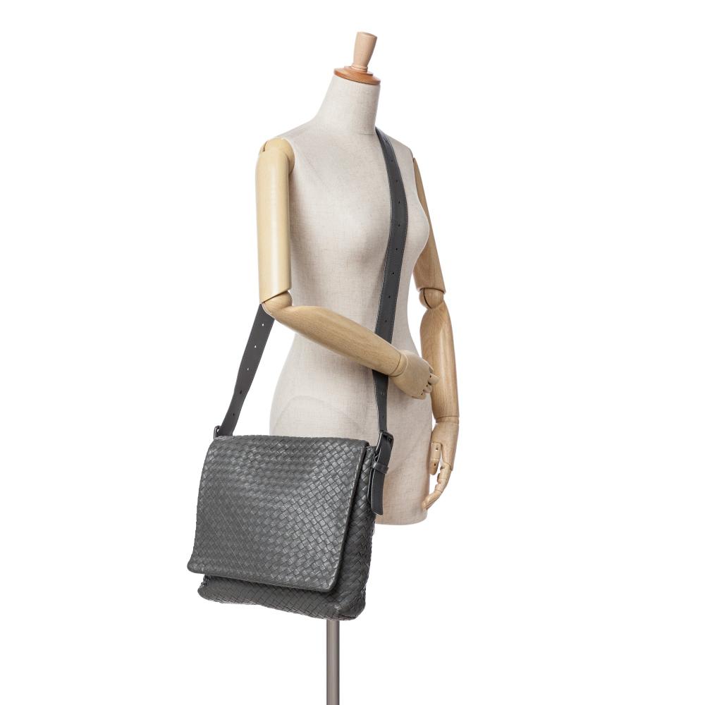 Grey Leather Bottega Veneta Crossbody Bag