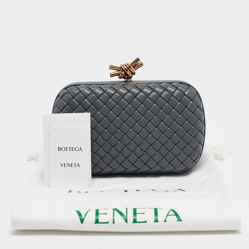 Grey Leather Bottega Veneta Clutch