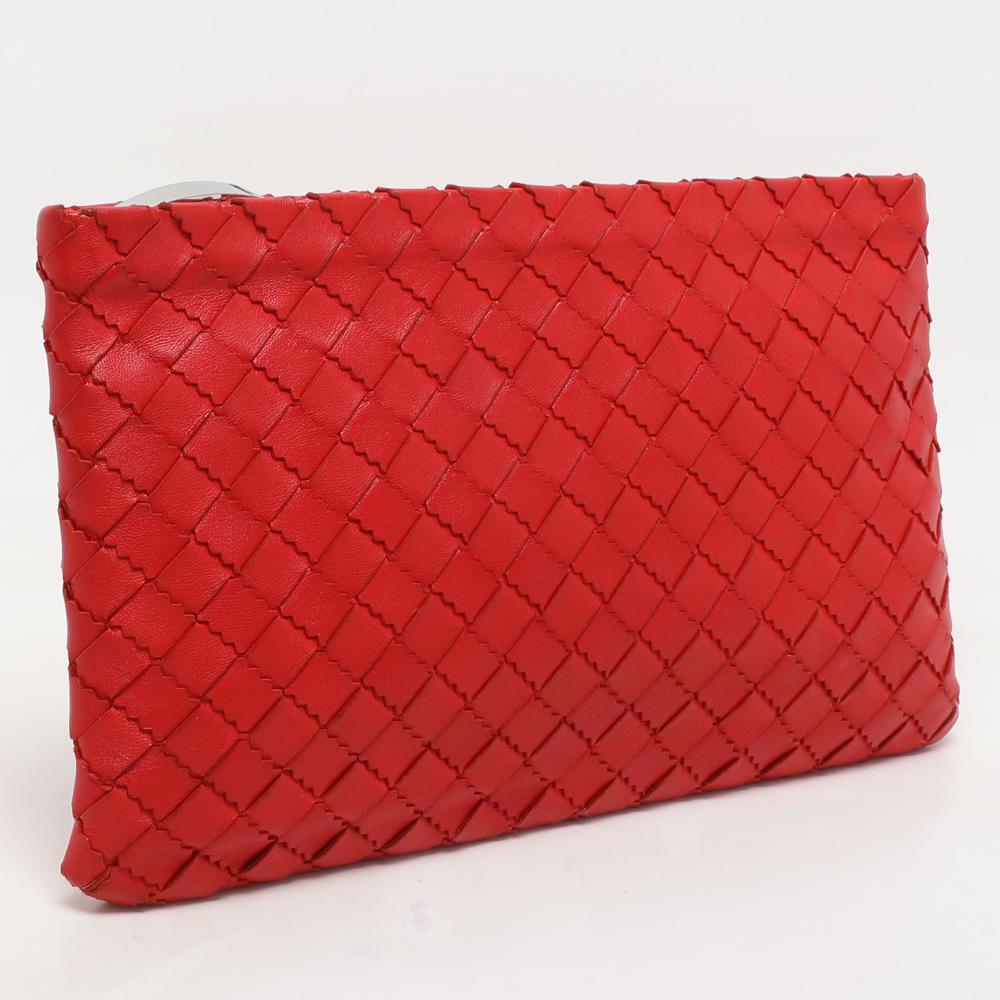 Red Leather Bottega Veneta Pouches