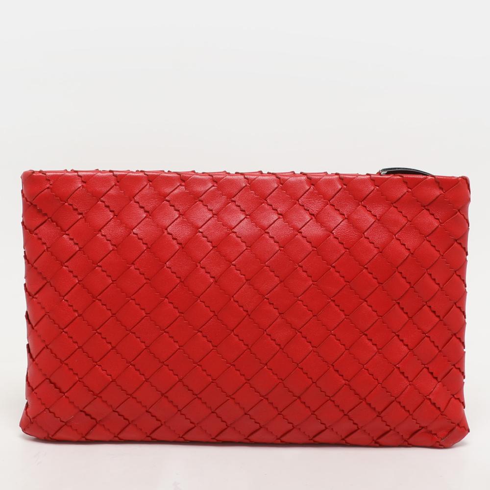 Red Leather Bottega Veneta Pouches