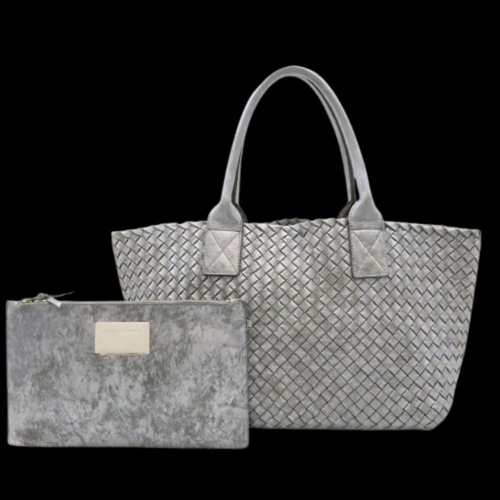 Silver Metal Bottega Veneta Tote