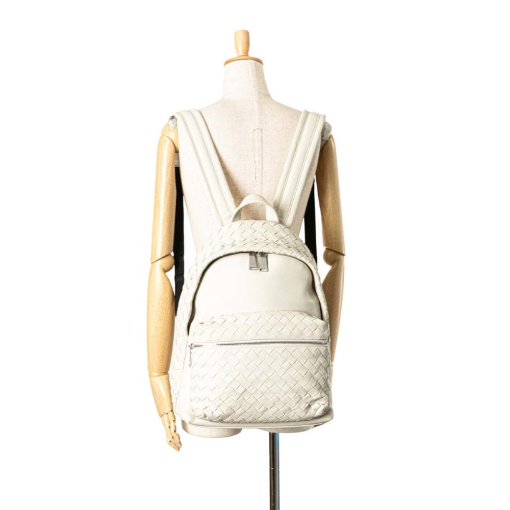 White Leather Bottega Veneta Backpack