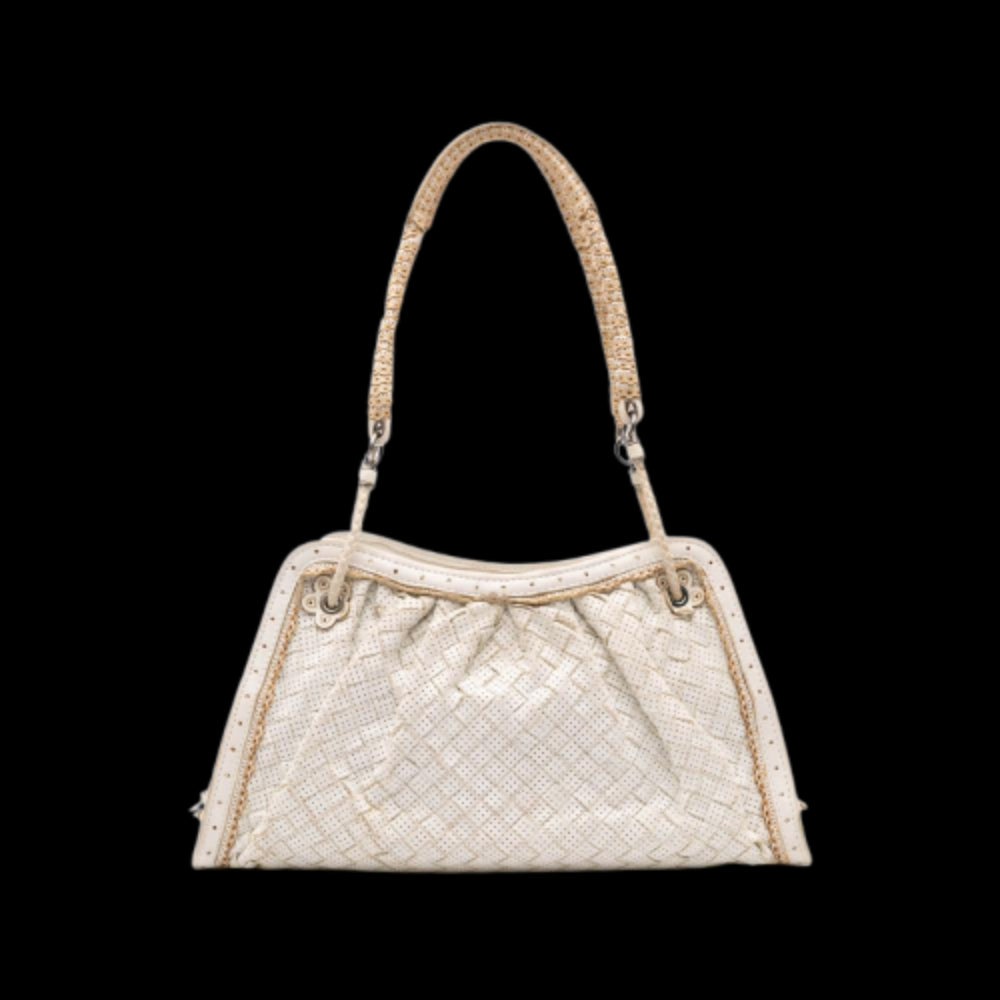 White Leather Bottega Veneta Shoulder Bag