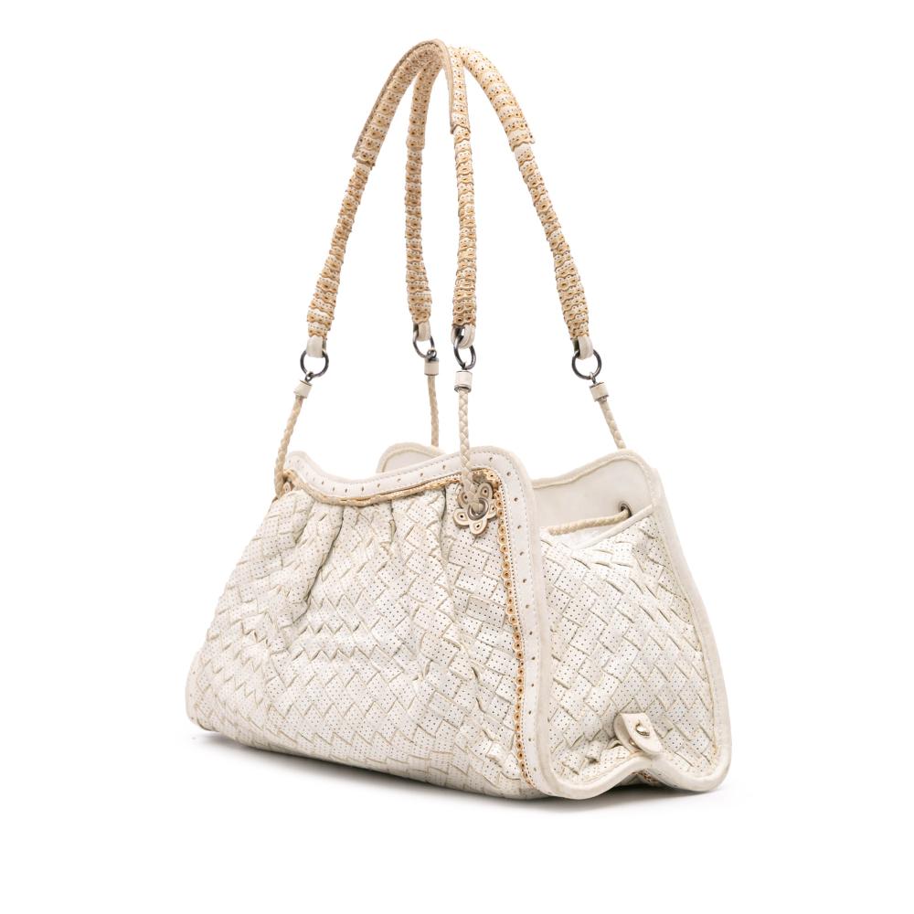 White Leather Bottega Veneta Shoulder Bag