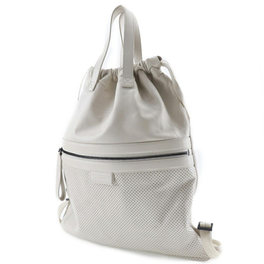White Leather Bottega Veneta Backpack