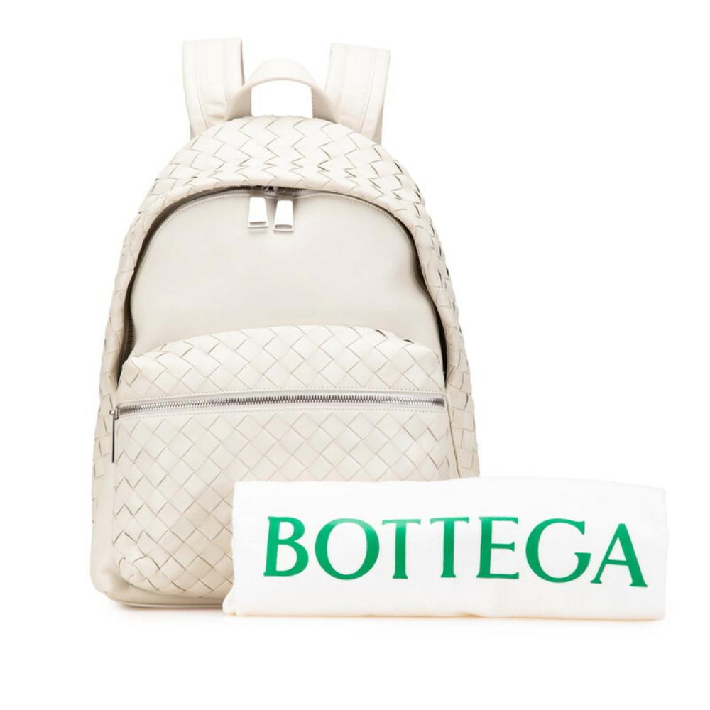 White Leather Bottega Veneta Backpack