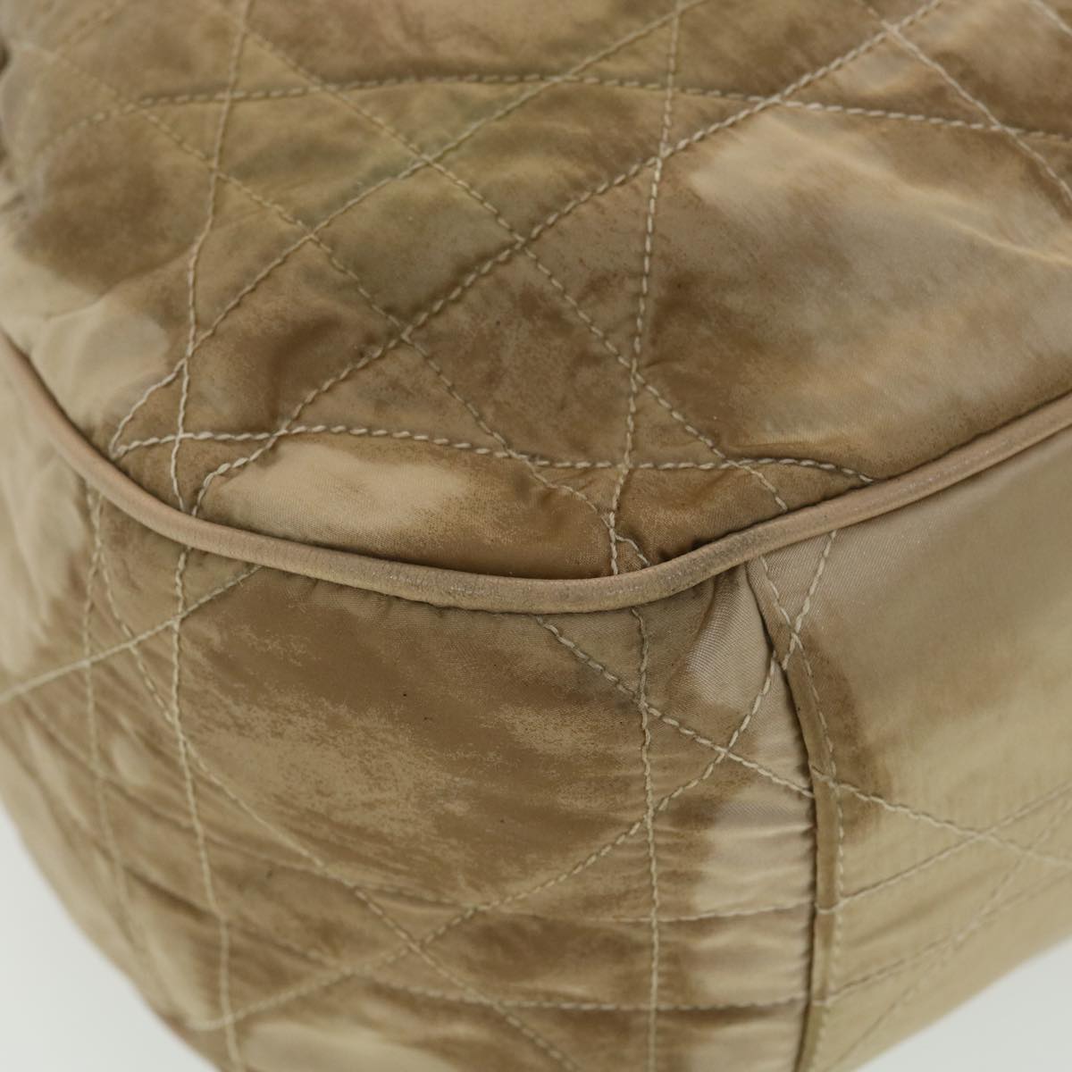 CHRISTIAN DIOR Lady Dior Canage Shoulder Bag Nylon Beige 03-BM-0027 Auth bs4473