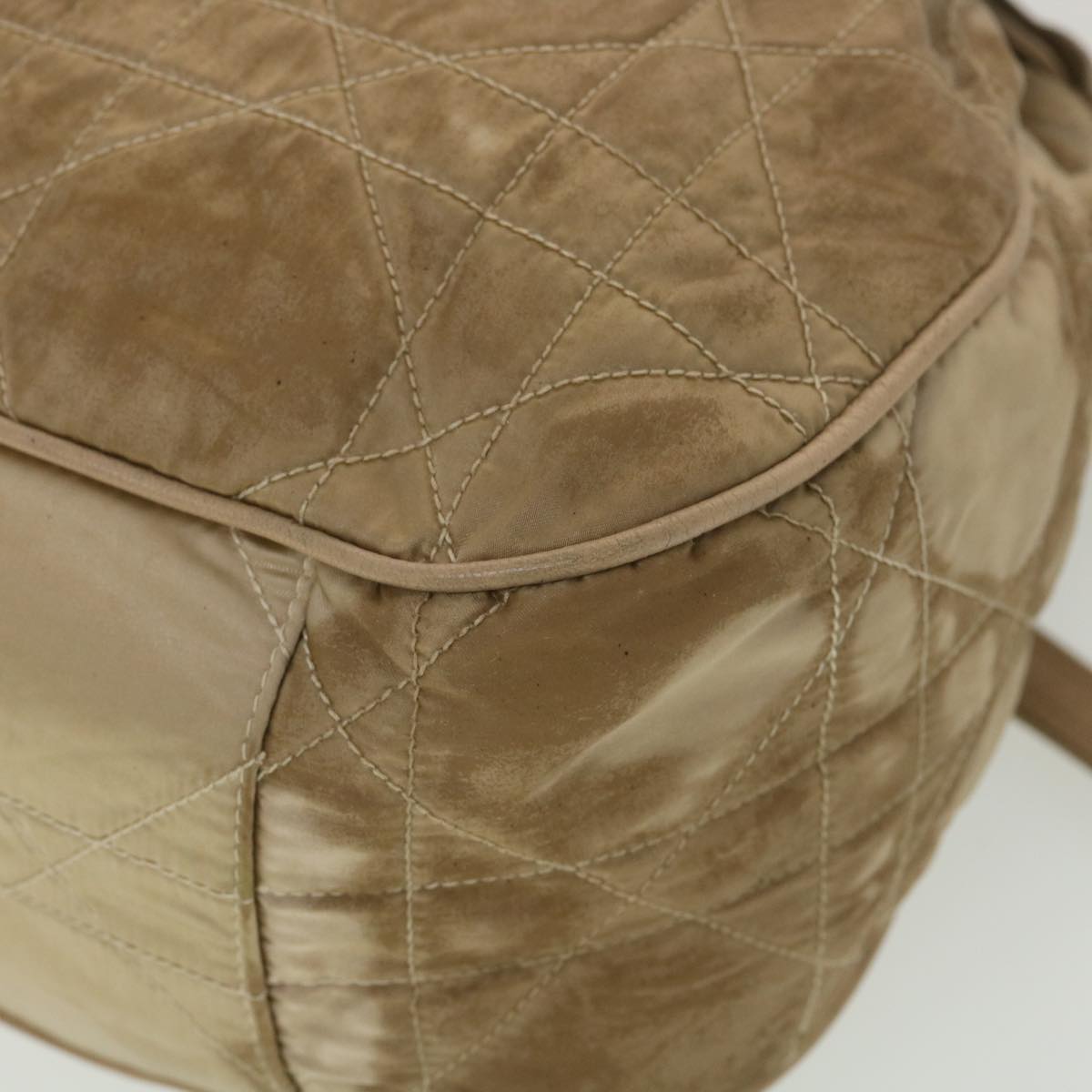 CHRISTIAN DIOR Lady Dior Canage Shoulder Bag Nylon Beige 03-BM-0027 Auth bs4473
