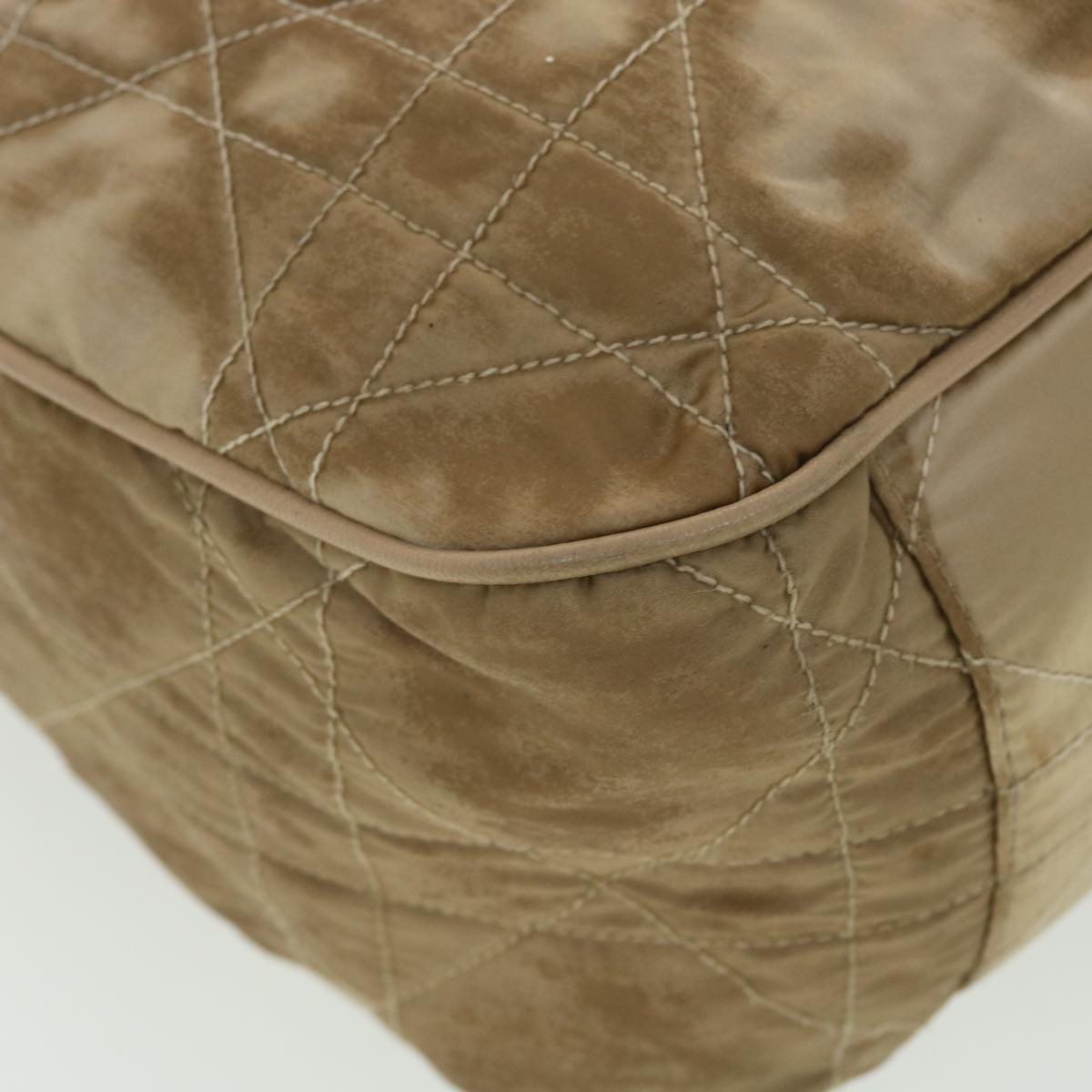 CHRISTIAN DIOR Lady Dior Canage Shoulder Bag Nylon Beige 03-BM-0027 Auth bs4473