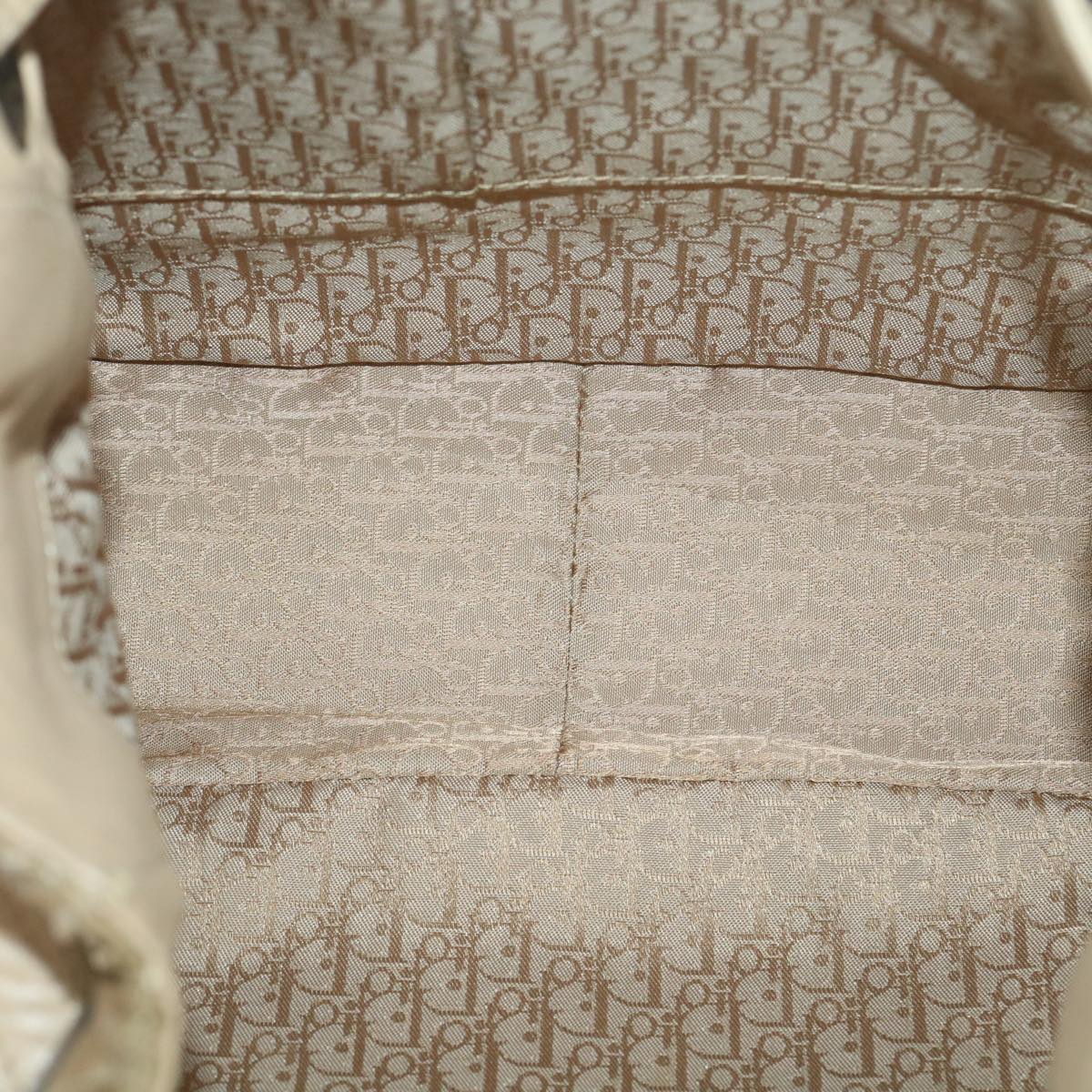 CHRISTIAN DIOR Lady Dior Canage Shoulder Bag Nylon Beige 03-BM-0027 Auth bs4473