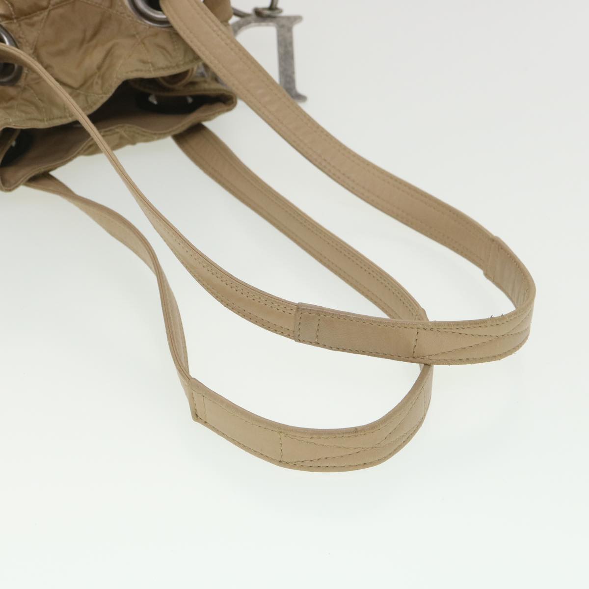 CHRISTIAN DIOR Lady Dior Canage Shoulder Bag Nylon Beige 03-BM-0027 Auth bs4473