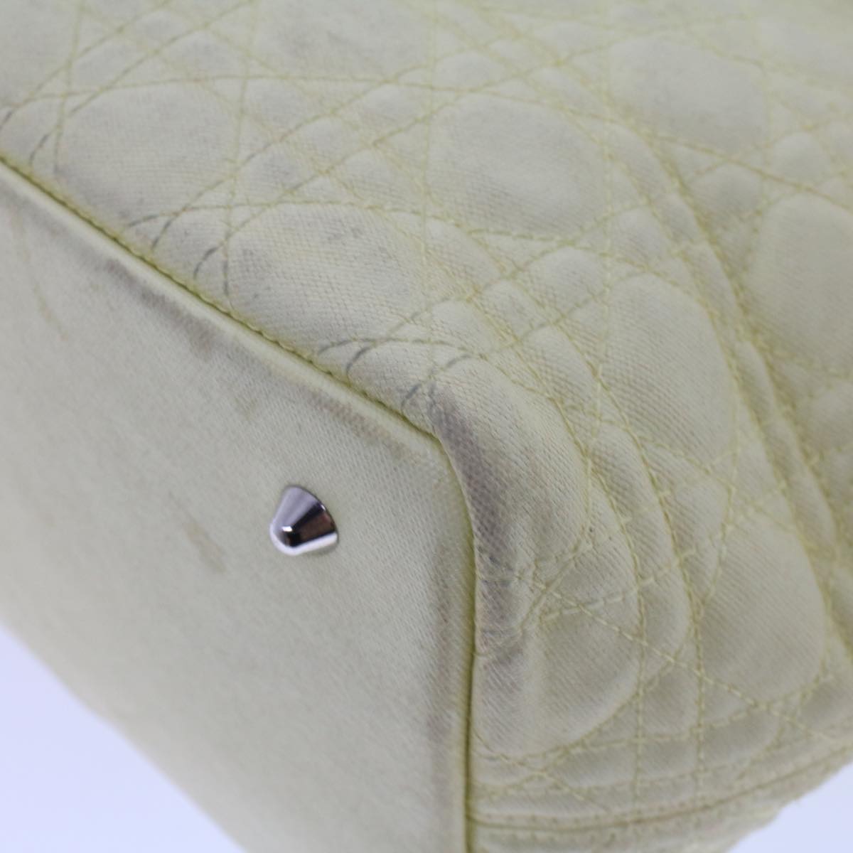 CHRISTIAN DIOR Lady Dior Canage Tote Bag Coated Canvas Yellow Auth bs5871