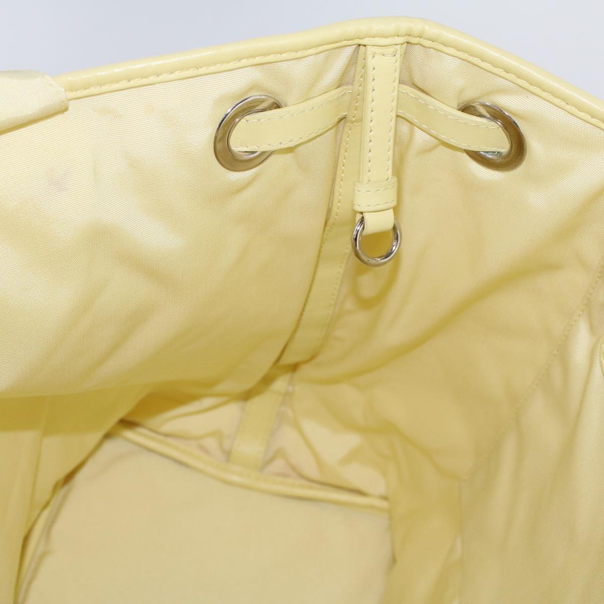 CHRISTIAN DIOR Lady Dior Canage Tote Bag Coated Canvas Yellow Auth bs5871