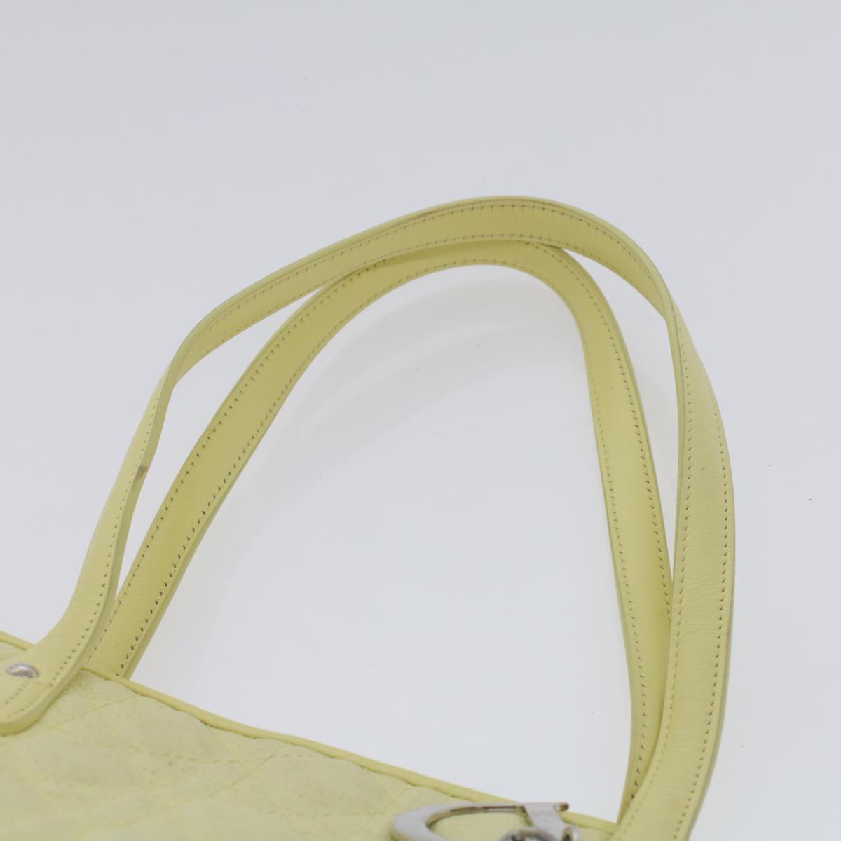 CHRISTIAN DIOR Lady Dior Canage Tote Bag Coated Canvas Yellow Auth bs5871