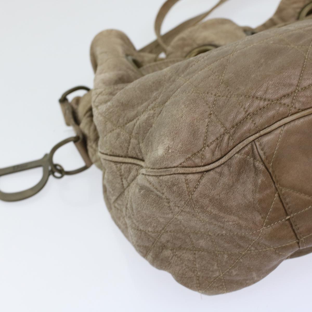 CHRISTIAN DIOR Canage Shoulder Bag Leather Brown Auth bs7073