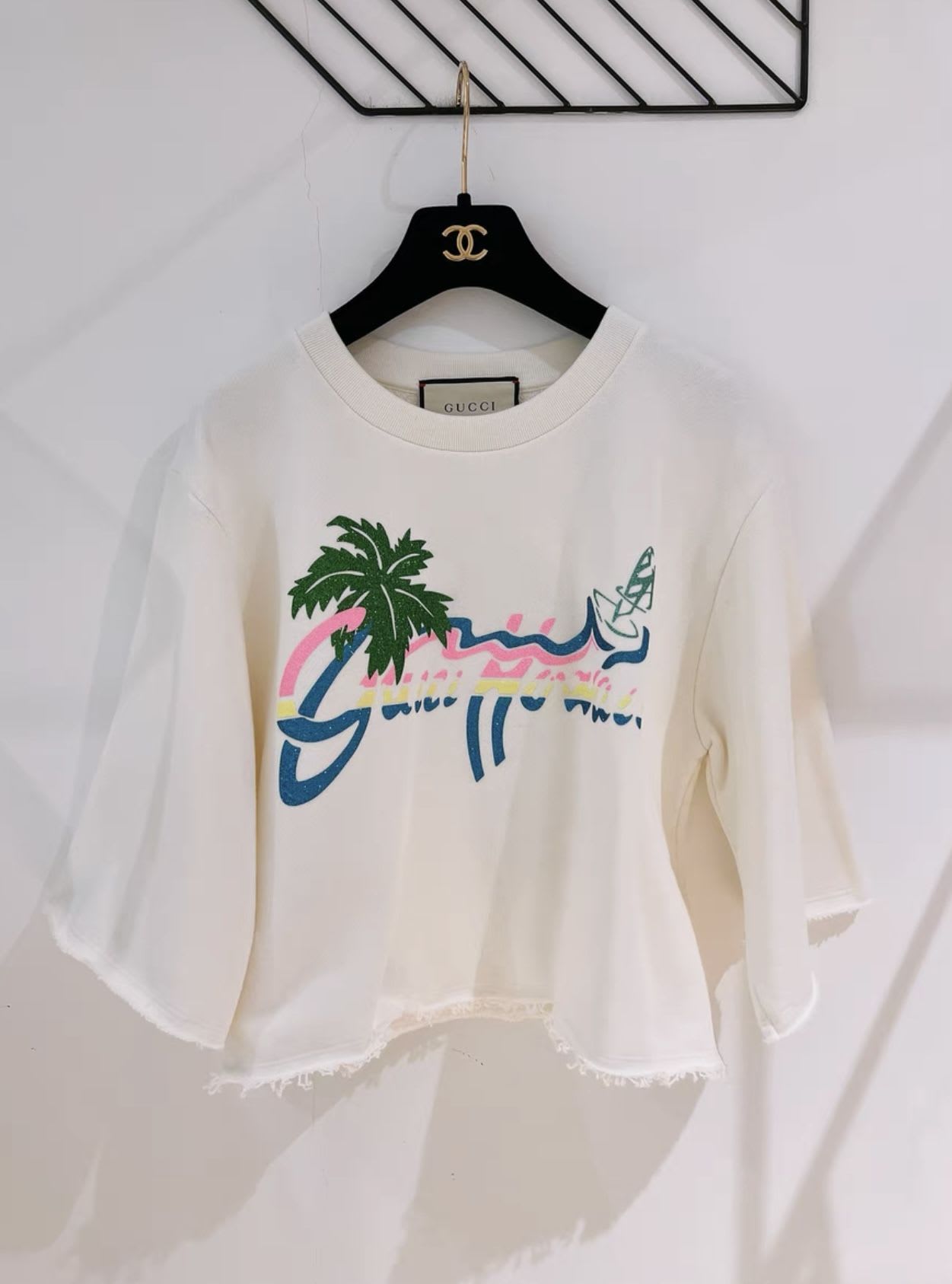 Gucci Hawaiian Series Glitter Print Loose Top