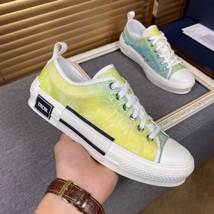 Christian Dior B23 White and Yellow LOW-TOP SNEAKER