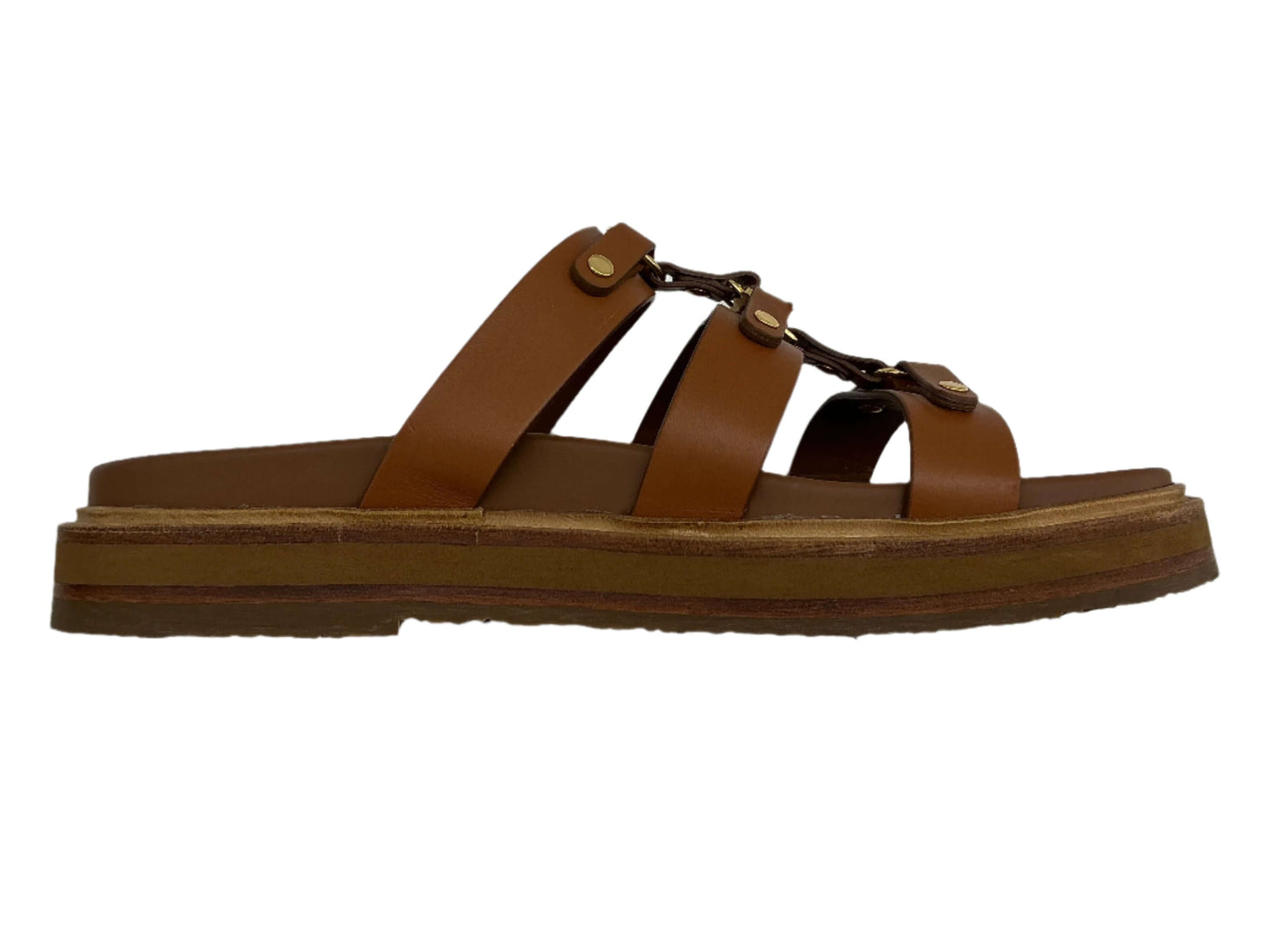 Celine Tippi Slide Sandals in Vegetal-Tanned Calfskin