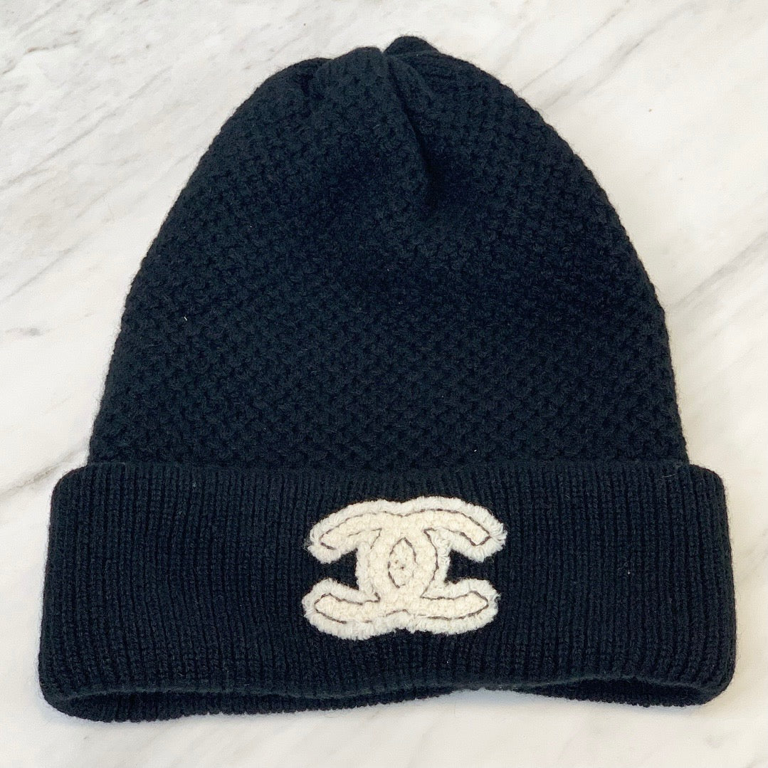 Chanel Cashmere Beanie Hat Black