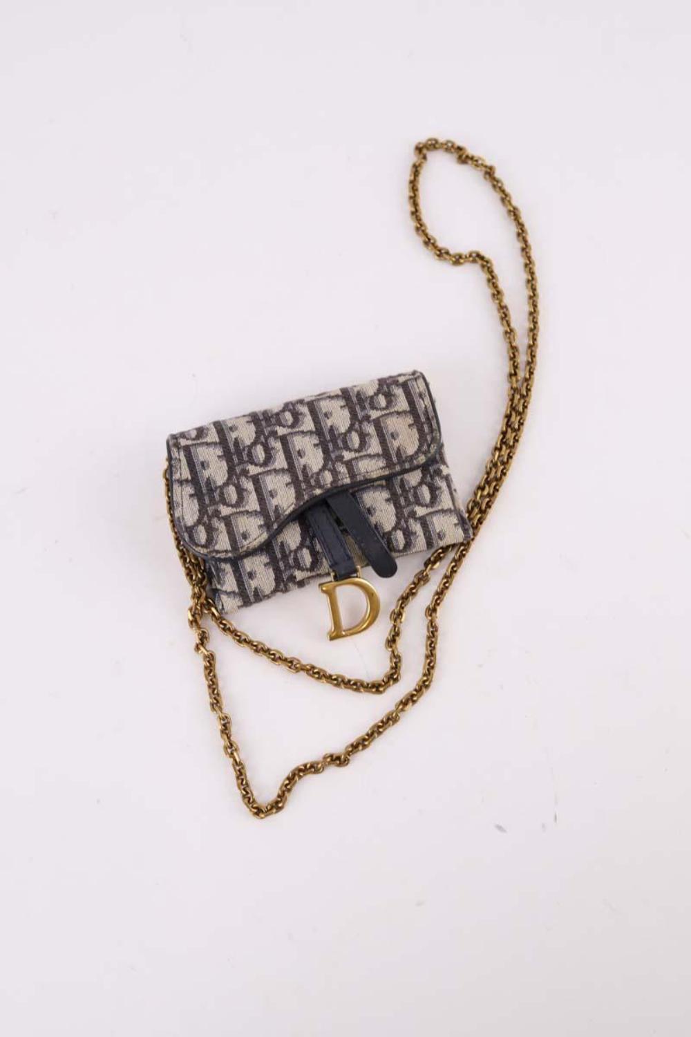 Blue Cotton Dior Saddle Bag