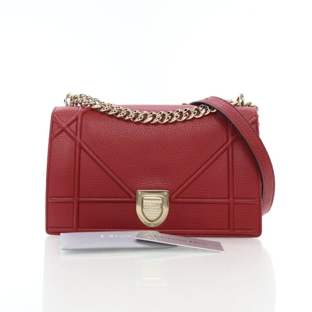 Red Leather Dior Shoulder Bag