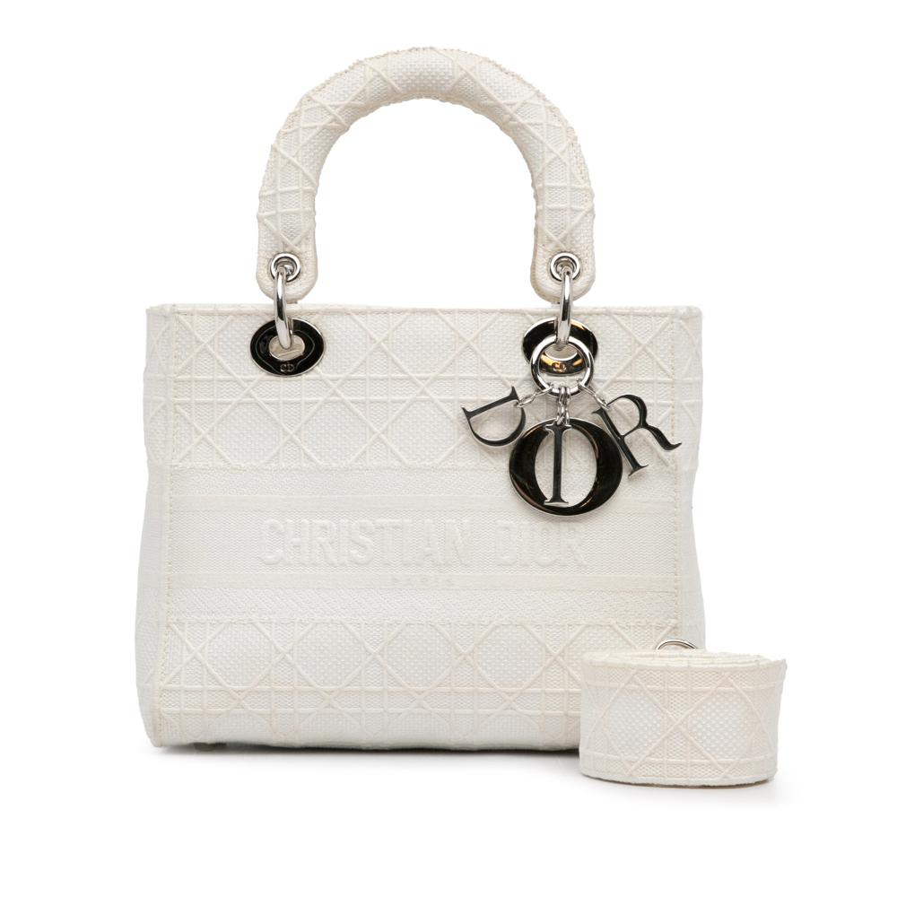 White Canvas Dior Lady Dior