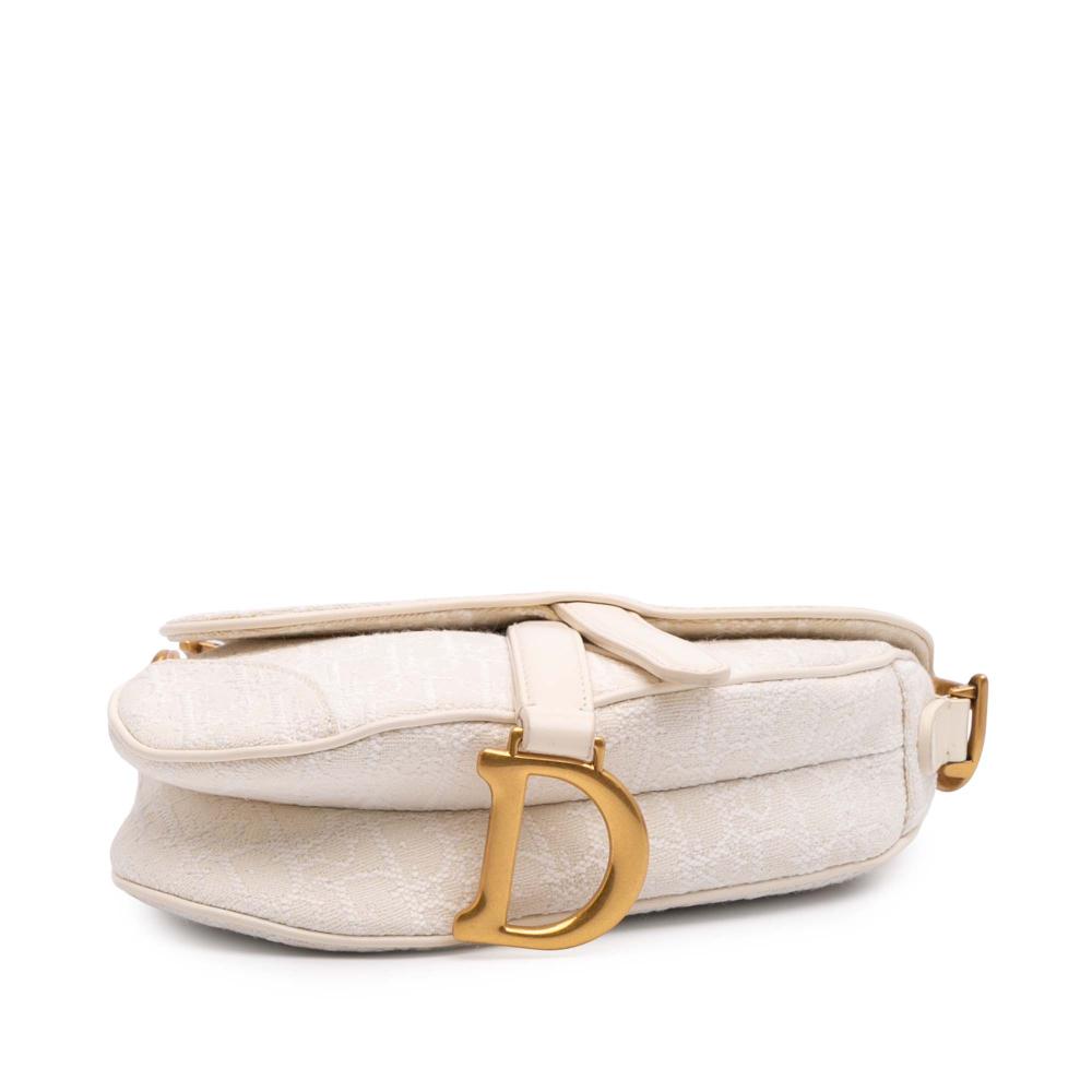 White Canvas Dior Saddle Bag