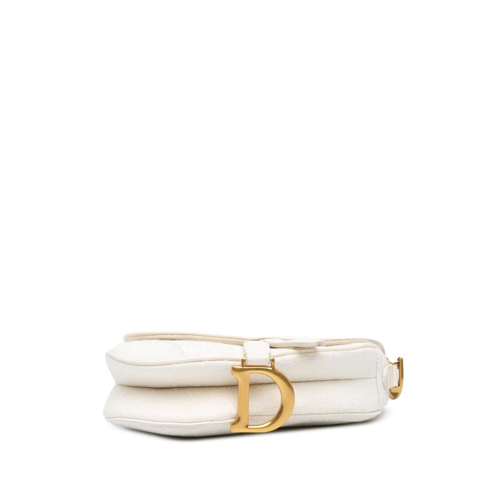 White Canvas Dior Saddle Bag