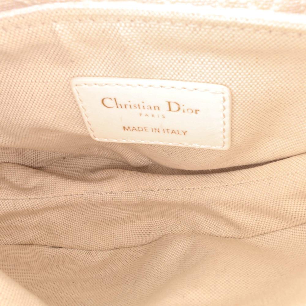 White Canvas Dior Saddle Bag