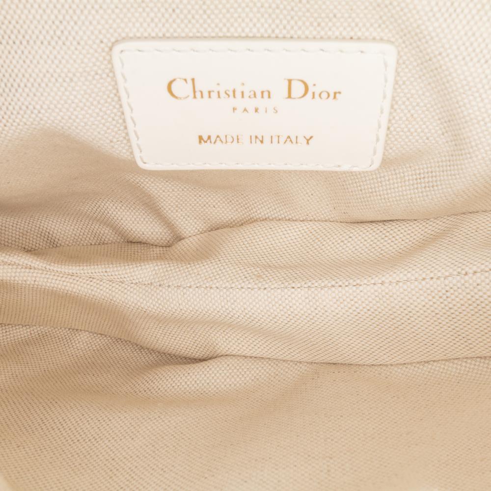 White Canvas Dior Saddle Bag