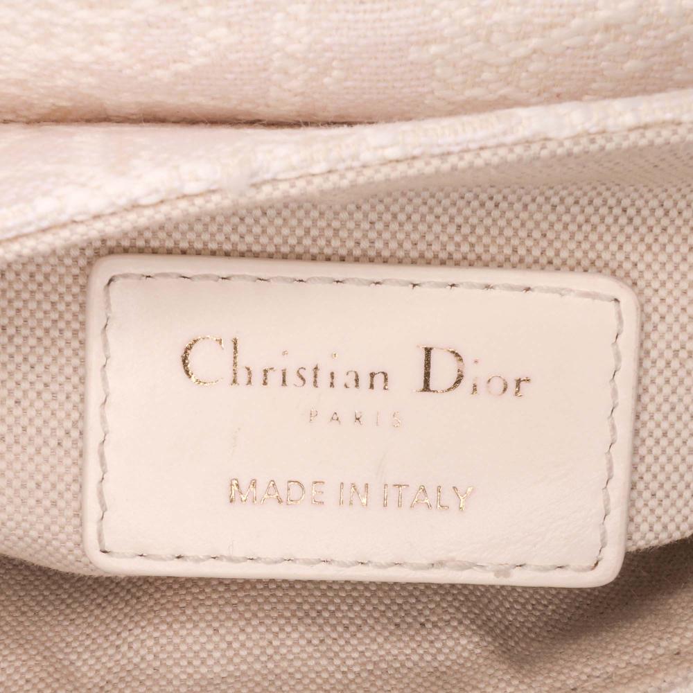 White Canvas Dior Saddle Bag
