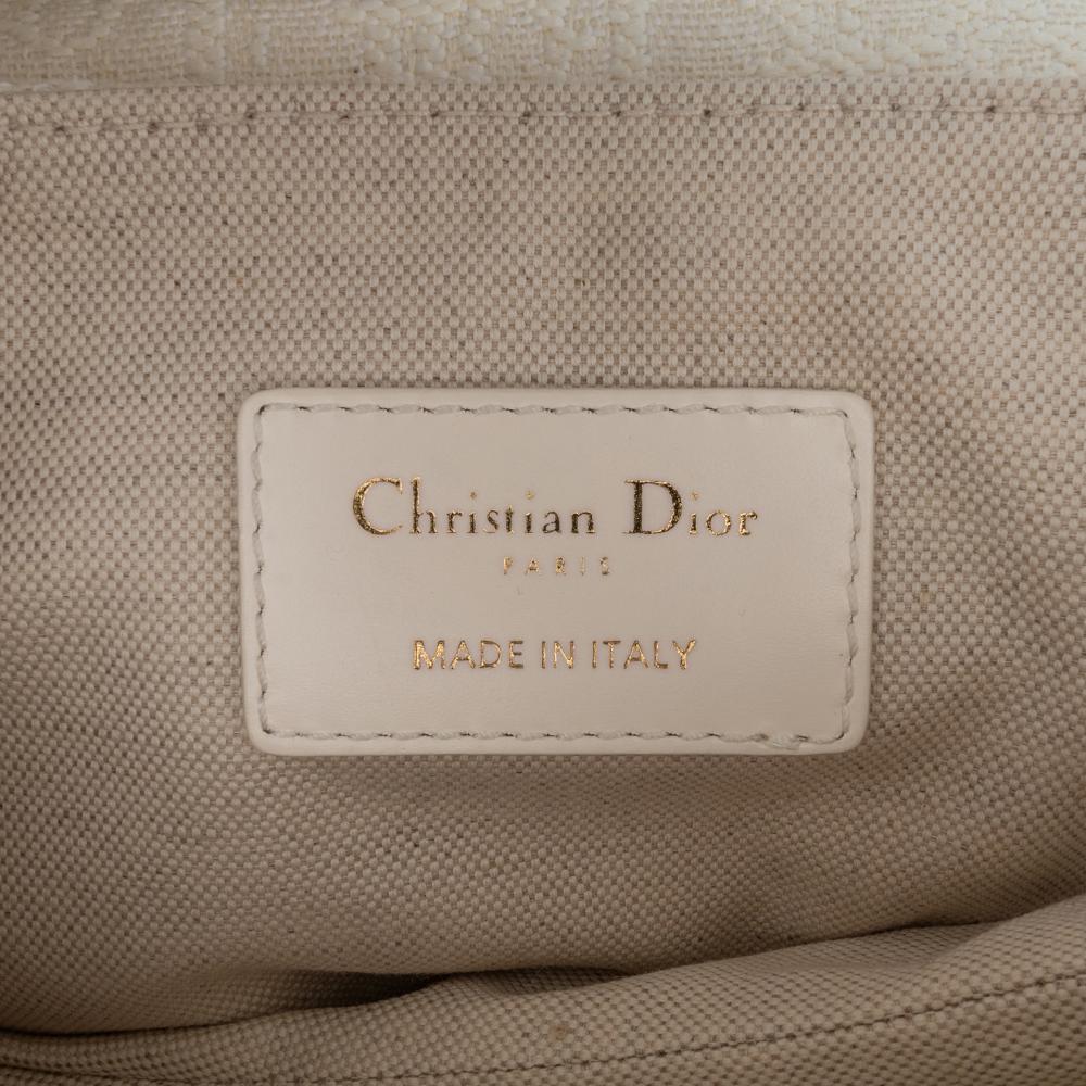 White Canvas Dior Saddle Bag