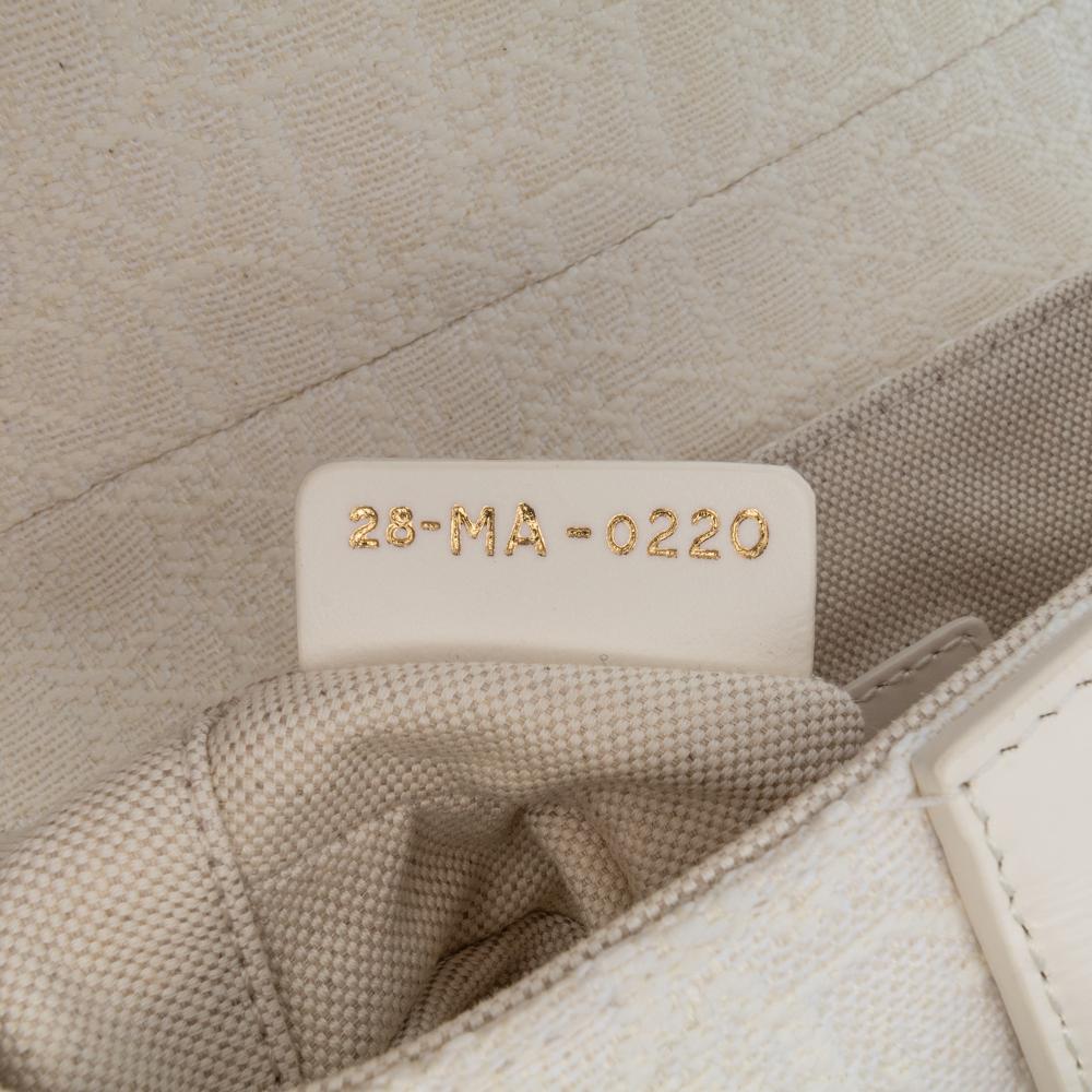 White Canvas Dior Saddle Bag