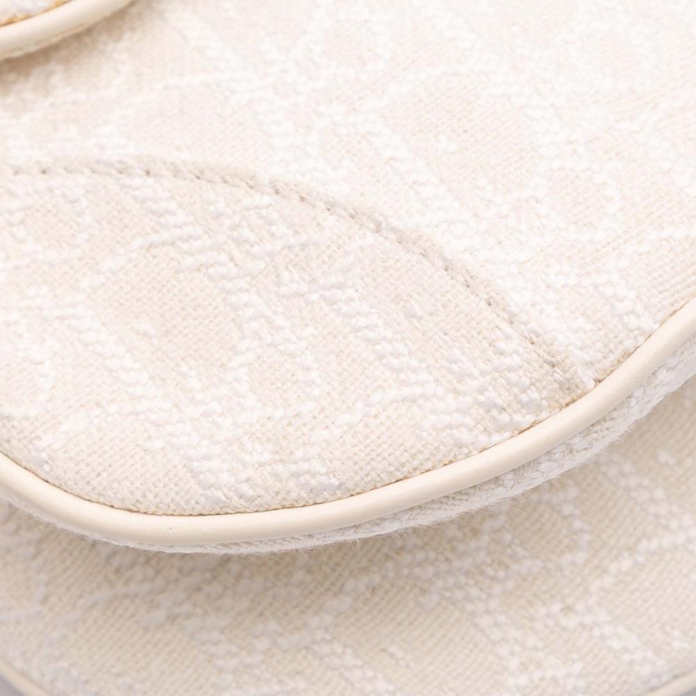White Canvas Dior Saddle Bag