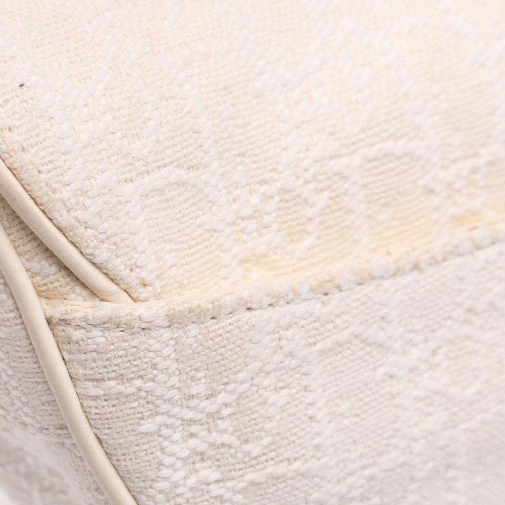 White Canvas Dior Saddle Bag
