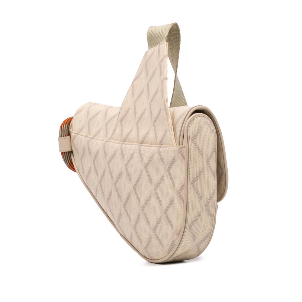 White Fabric Dior Saddle Bag