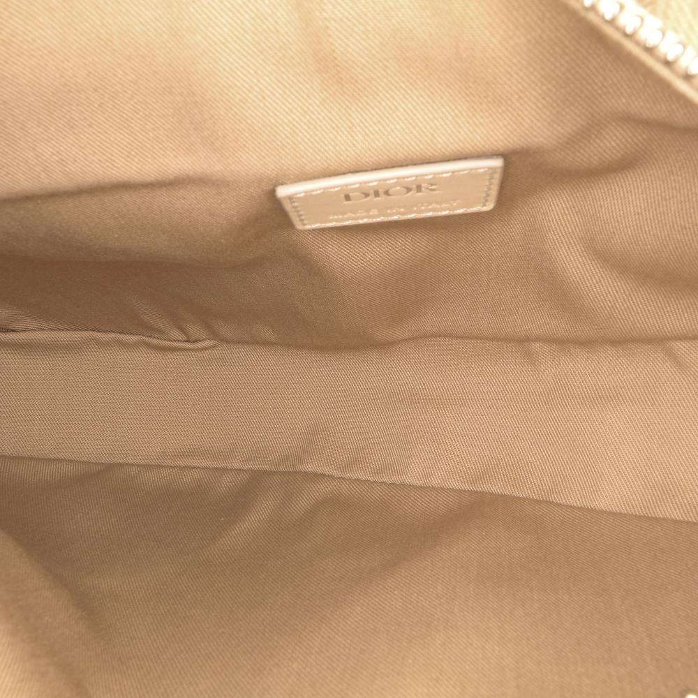 White Fabric Dior Saddle Bag
