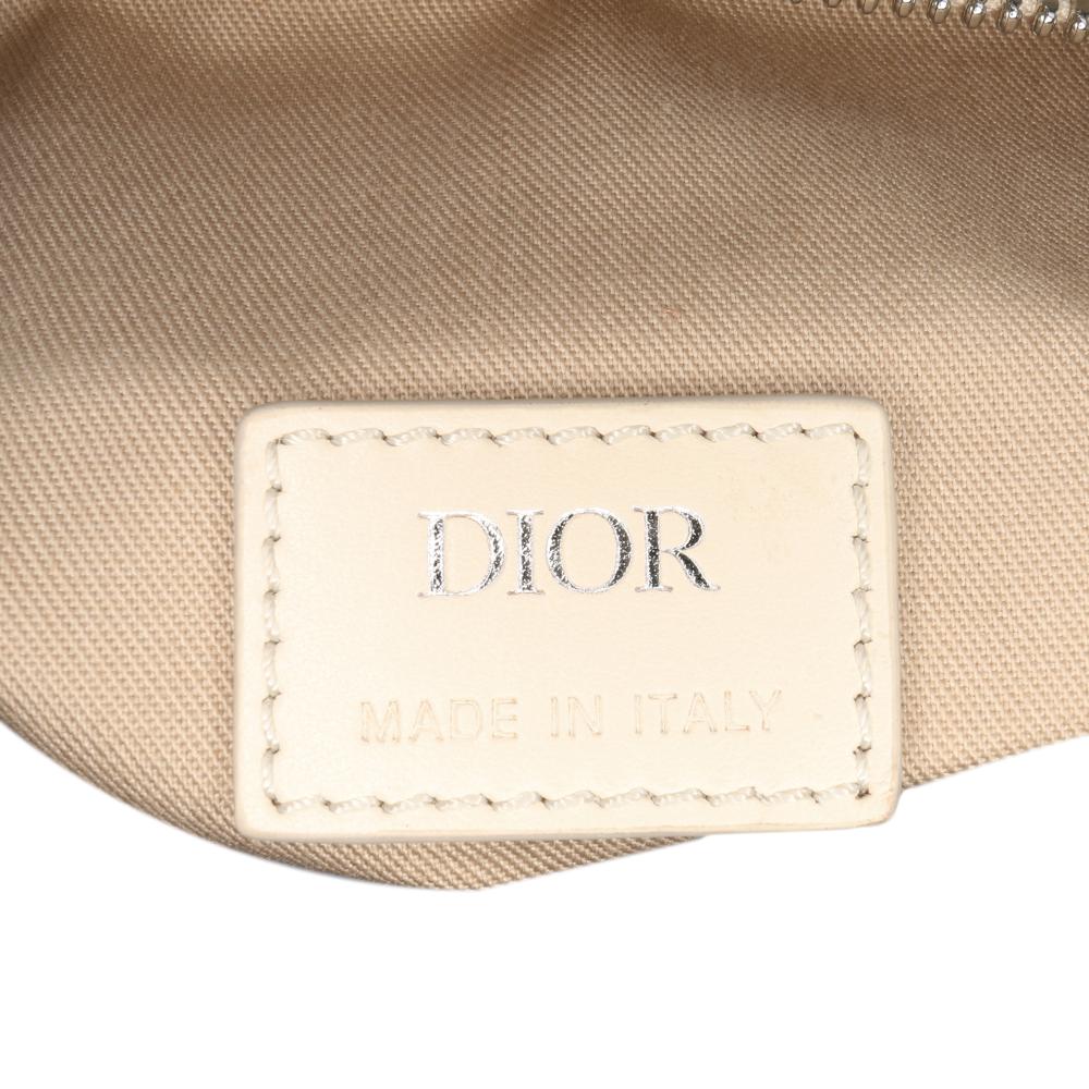 White Fabric Dior Saddle Bag