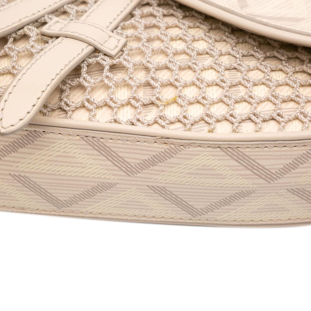 White Fabric Dior Saddle Bag