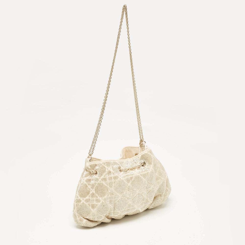 White Fabric Dior Shoulder Bag