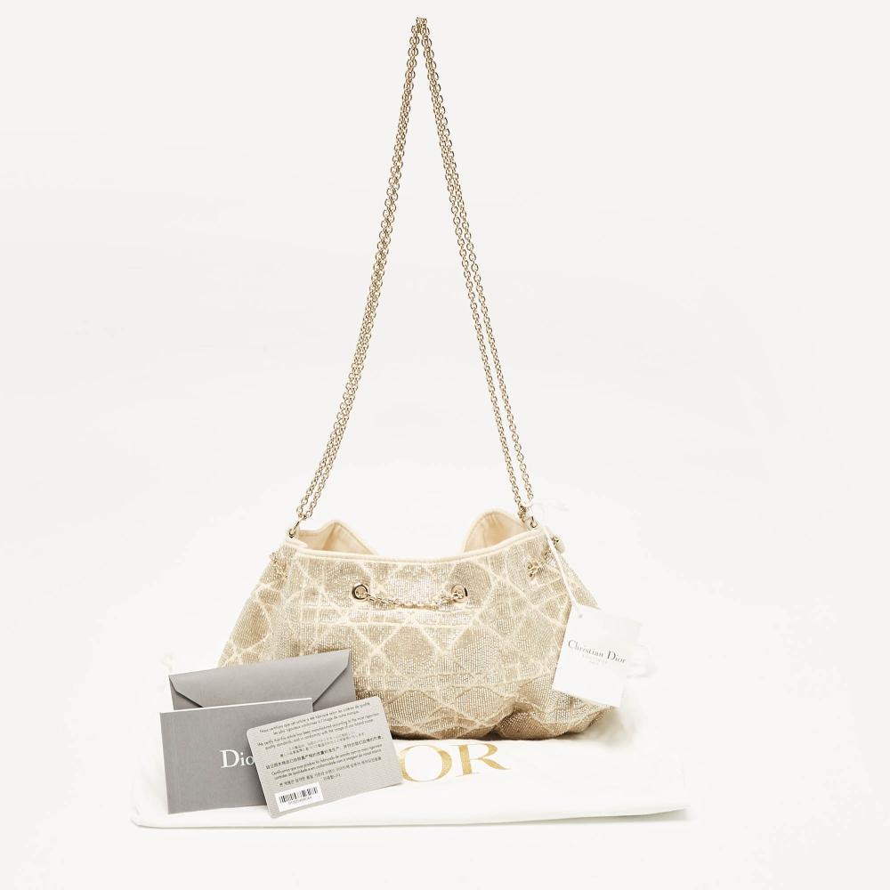 White Fabric Dior Shoulder Bag