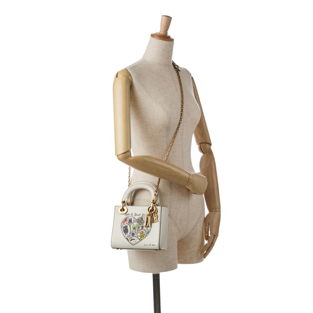 White Leather Dior Lady Dior